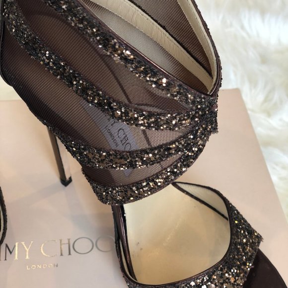 Jimmy Choo Leila Glitter Metallic mix size 37 37.5 - Picture 6 of 11